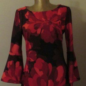 CALVIN KLEIN BLACK RED FLORAL SHEATH DRESS 4 NEW